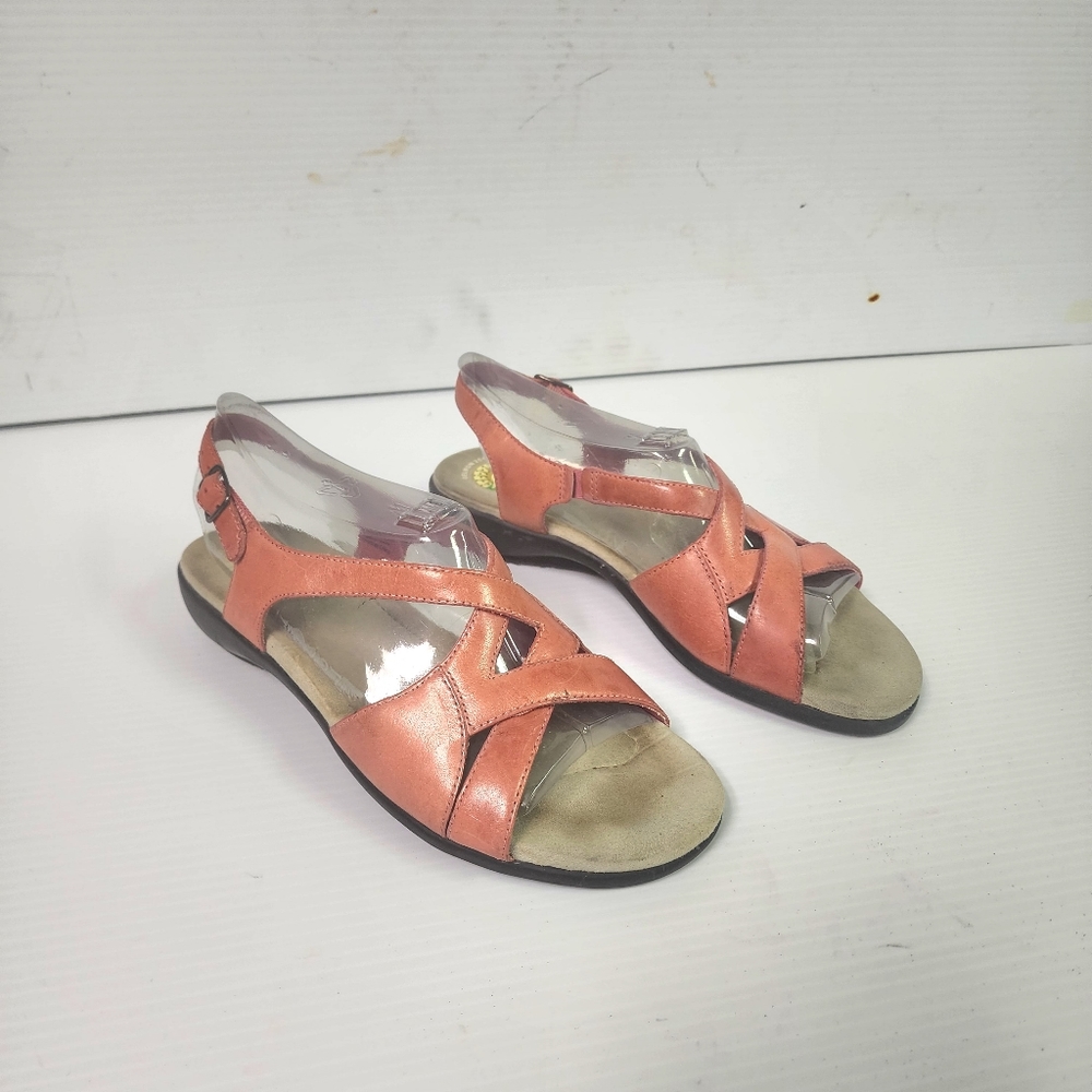 Earth Shoes Gelron 2000 Dandelion Burnt Orange Leather Open Toe sandals Sz 8.5